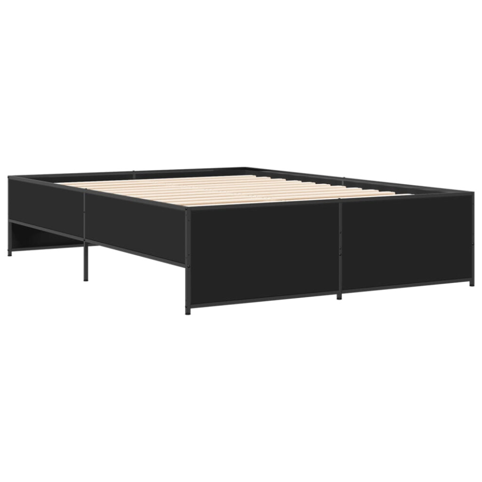 Vidaxl (Black, 120 X 200 Cm) Bed Frame Bed Base Bedstead Black 120X200 Cm Engineered Wood And Metal