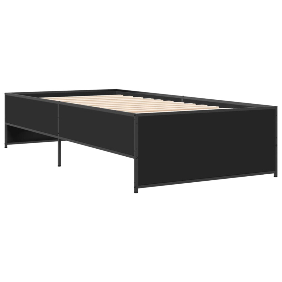 (black, 100 x 200 cm) vidaXL Bed Frame Bed Base Bedstead Black 120x200 cm Engineered Wood and Metal