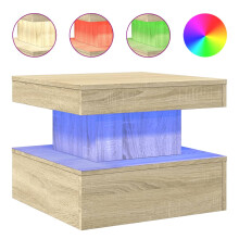 (sonoma oak, 50 x 50 x 40 cm) vidaXL Coffee Table with LED Lights Hallway Accent End Table Side Sofa Table