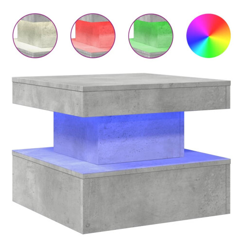 VidaXL vidaXL Coffee Table with LED Lights End Table Side Sofa Table Concrete Grey 1