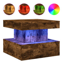 (smoked oak, 50 x 50 x 40 cm) vidaXL Coffee Table with LED Lights Hallway Accent End Table Side Sofa Table