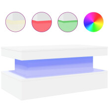 (white, 90 x 50 x 40 cm) vidaXL Coffee Table with LED Lights Hallway Accent End Table Side Sofa Table