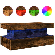 (smoked oak, 90 x 50 x 40 cm) vidaXL Coffee Table with LED Lights Hallway Accent End Table Side Sofa Table