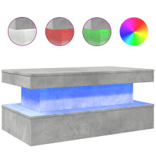(concrete grey, 90 x 50 x 40 cm) vidaXL Coffee Table with LED Lights Hallway Accent End Table Side Sofa Table