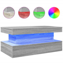 (grey sonoma, 90 x 50 x 40 cm) vidaXL Coffee Table with LED Lights Hallway Accent End Table Side Sofa Table