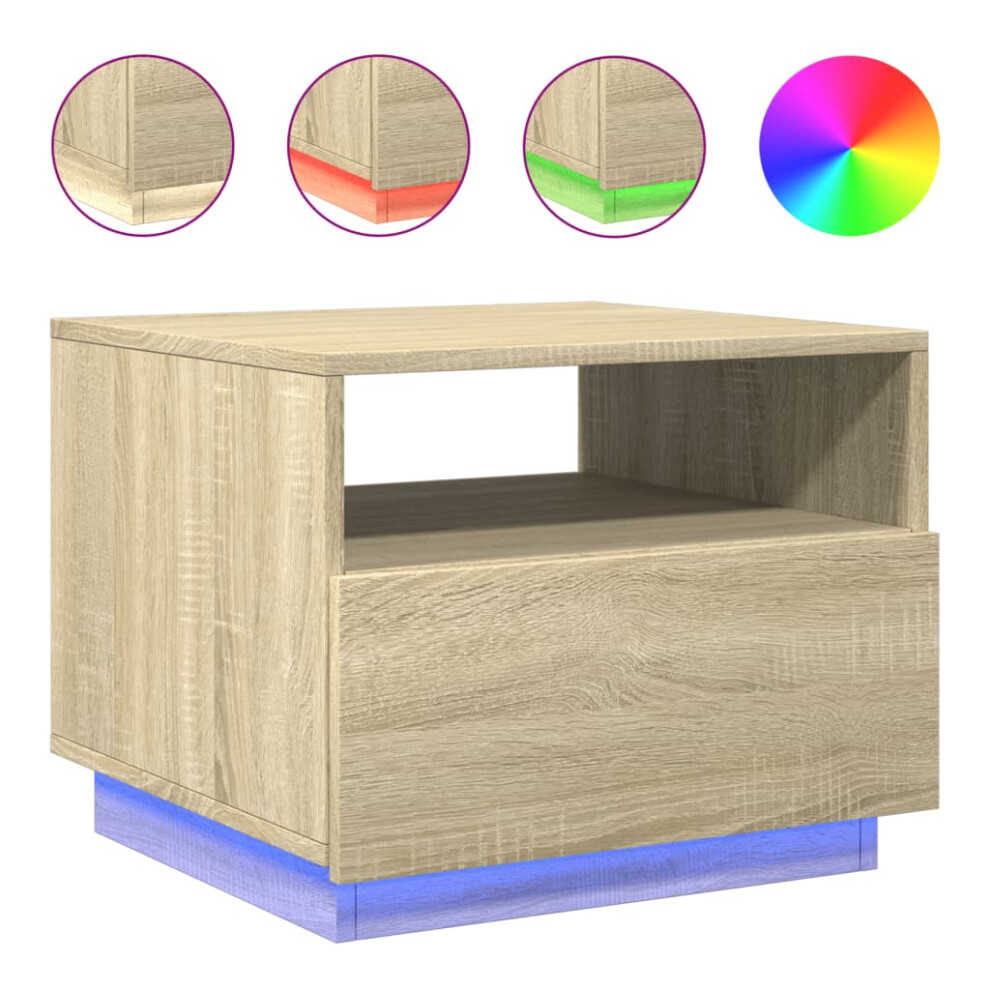 Vidaxl (Sonoma Oak, 50 X 49 X 40 Cm) Coffee Table With Led Lights Hallway Accent End Table Side Sofa Table