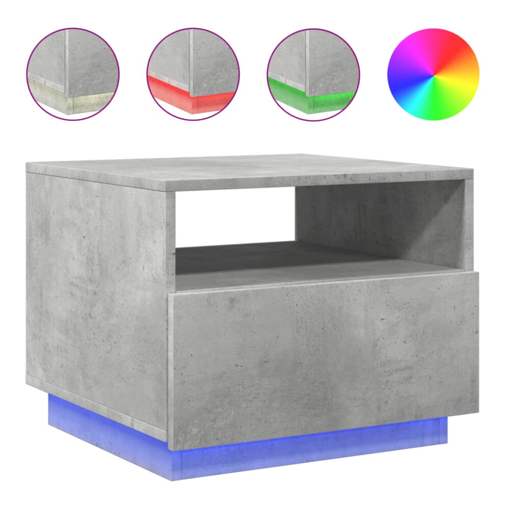 (concrete grey, 50 x 49 x 40 cm) vidaXL Coffee Table with LED Lights Hallway Accent End Table Side Sofa Table