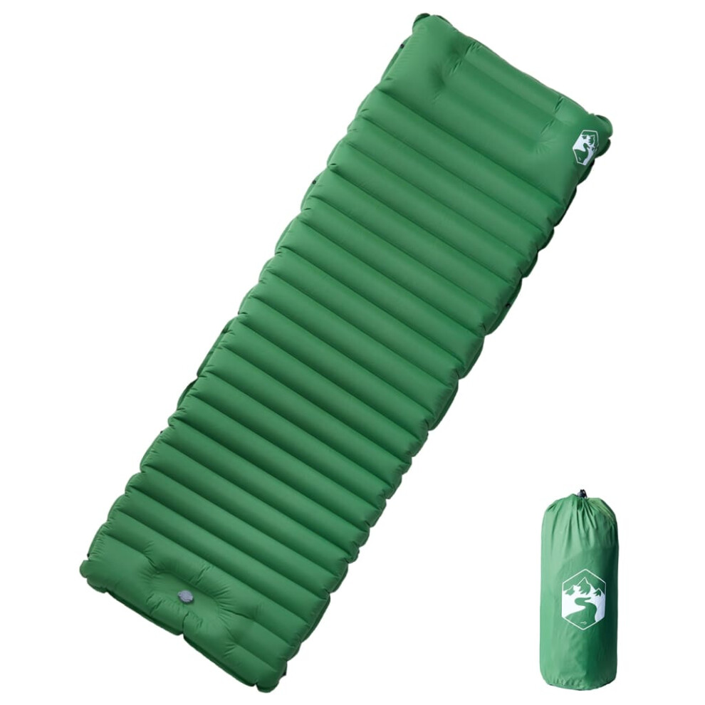 (green) vidaXL Self Inflating Camping Mattress & Pillow 1-Person Sleeping Mat Green