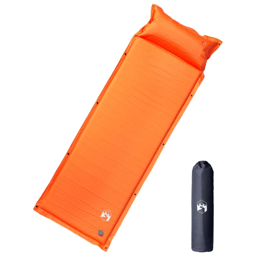 (orange, 190 X 64 X 3 cm) vidaXL Self Inflating Camping Mattress & Pillow 1-Person Sleeping Mat Grey