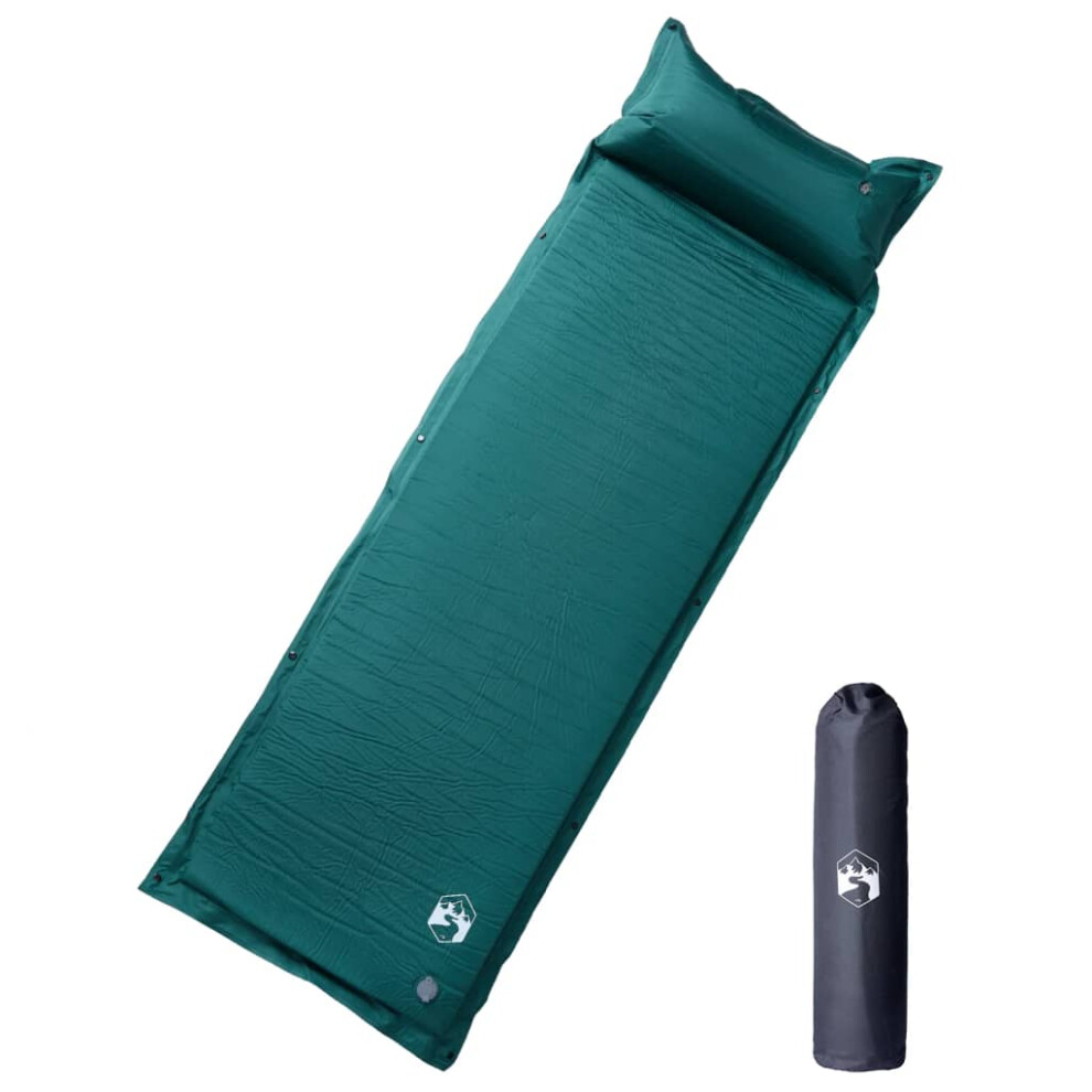 (green, 190 x 64 x 3 cm) vidaXL Self Inflating Camping Mattress & Pillow 1-Person Sleeping Mat Grey