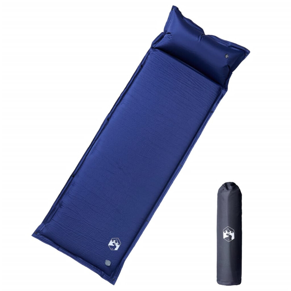 (navy blue, 190 x 64 x 3 cm) vidaXL Self Inflating Camping Mattress & Pillow 1-Person Sleeping Mat Grey