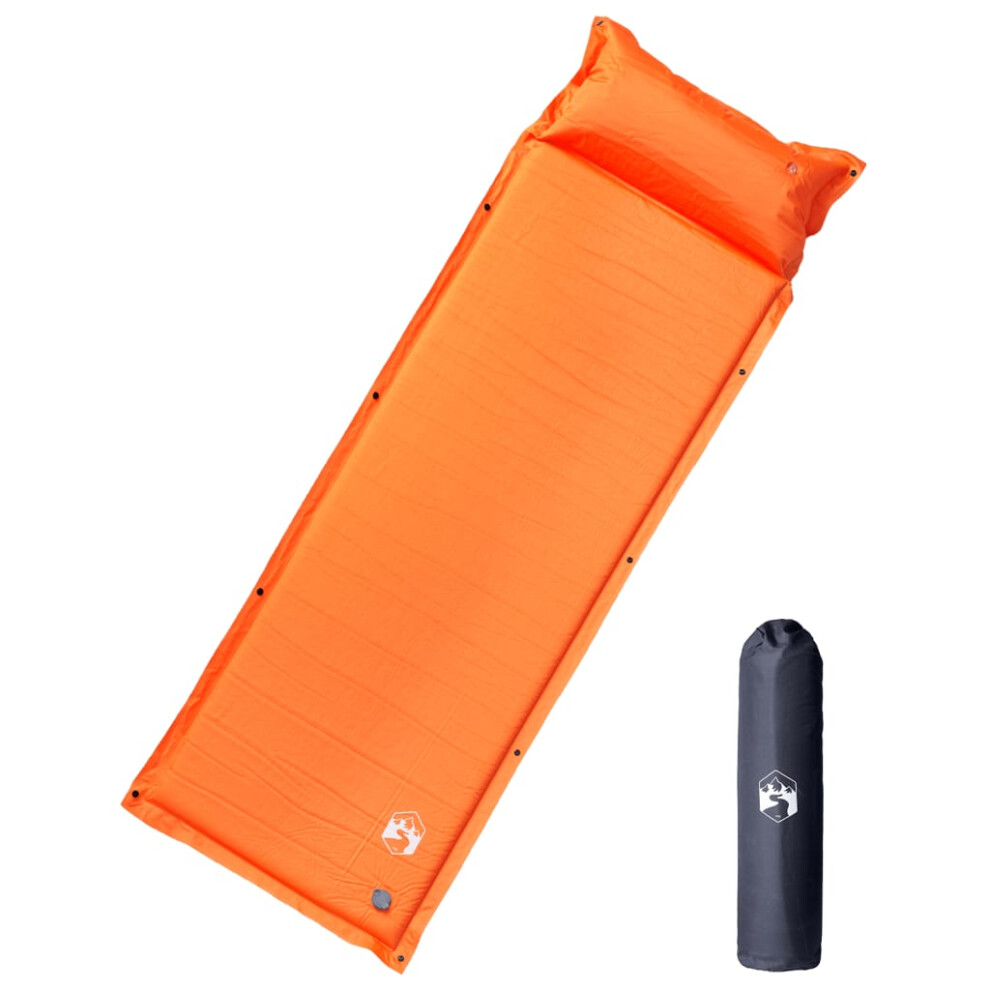 (orange, 195 x 64 x 4,5 cm) vidaXL Self Inflating Camping Mattress & Pillow 1-Person Sleeping Mat Grey