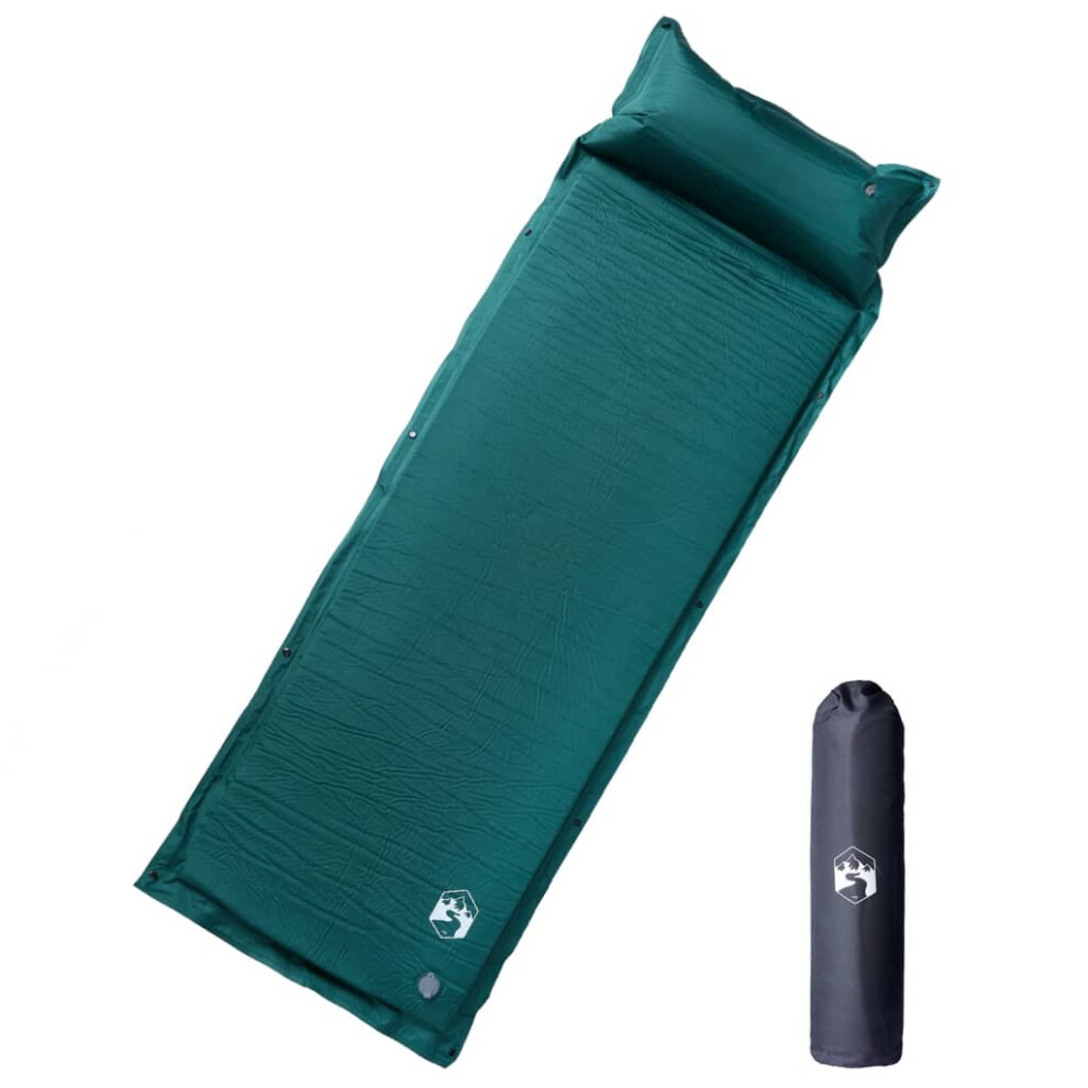 (green, 195 x 64 x 4,5 cm) vidaXL Self Inflating Camping Mattress & Pillow 1-Person Sleeping Mat Grey