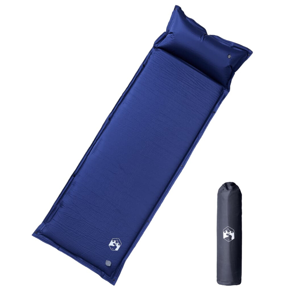 (navy blue, 195 x 64 x 4,5 cm) vidaXL Self Inflating Camping Mattress & Pillow 1-Person Sleeping Mat Grey