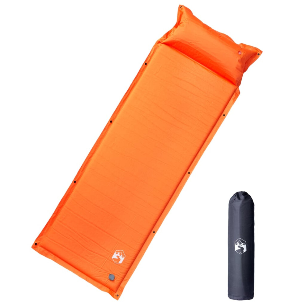 (orange, 190 x 64 x 7 cm) vidaXL Self Inflating Camping Mattress & Pillow 1-Person Sleeping Mat Grey