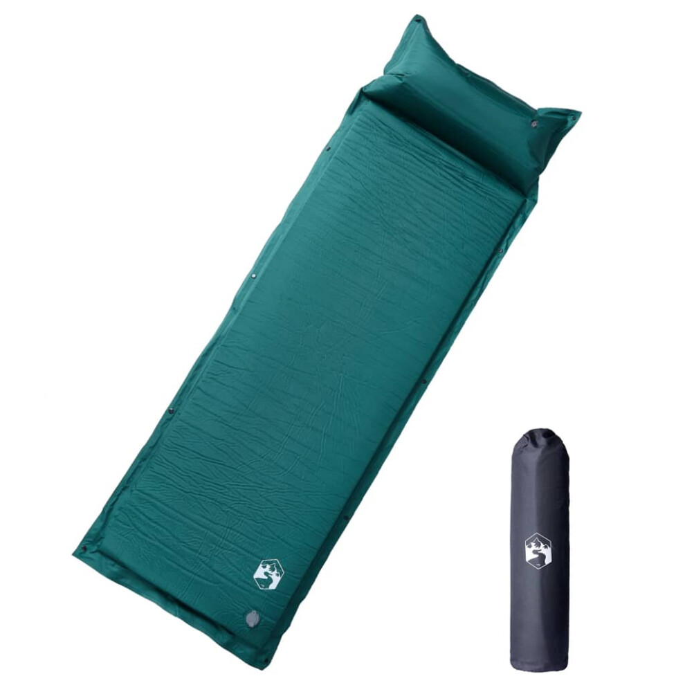 (green, 190 x 64 x 7 cm) vidaXL Self Inflating Camping Mattress & Pillow 1-Person Sleeping Mat Grey