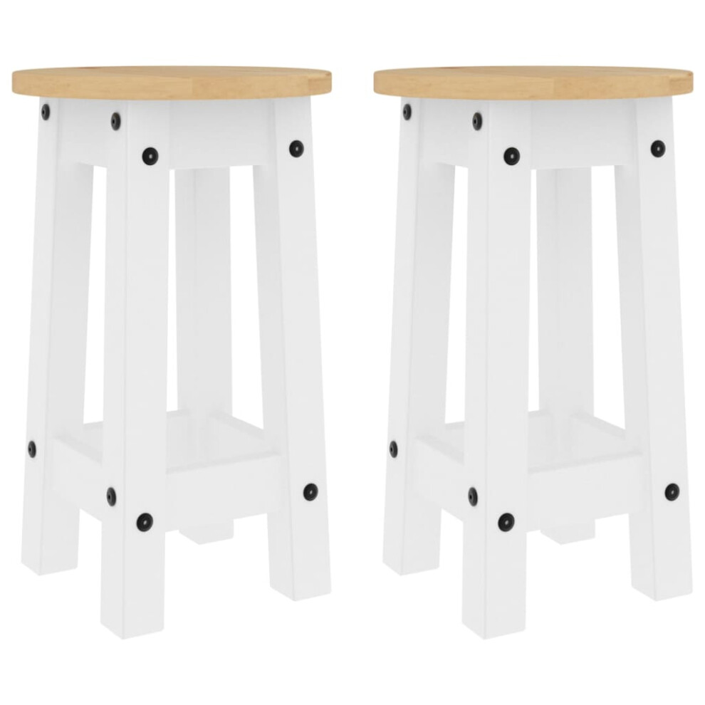 (white, 2 piece) vidaXL Bar Stools Kitchen Bar Chair Pub Stool Counter Chair Solid Wood Pine