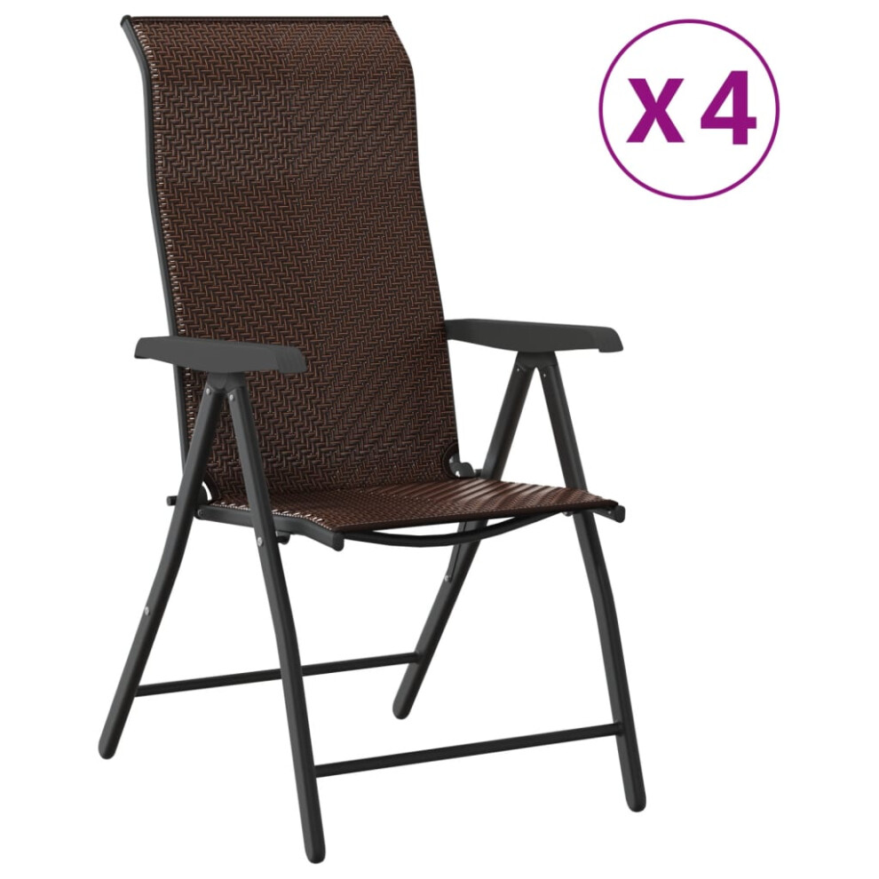 (brown, 4 pcs) vidaXL Folding Garden Chairs Foldable Outdoor Chair Lounge Chair Poly Rattan