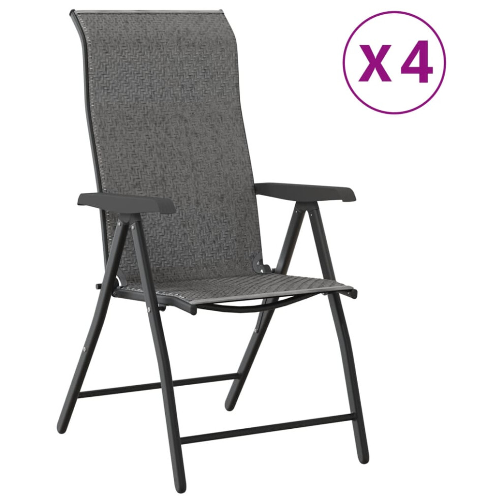 (grey, 4 pcs) vidaXL Folding Garden Chairs Foldable Outdoor Chair Lounge Chair Poly Rattan