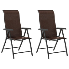 (brown, 2 pcs) vidaXL Folding Garden Chairs Foldable Outdoor Chair Lounge Chair Poly Rattan