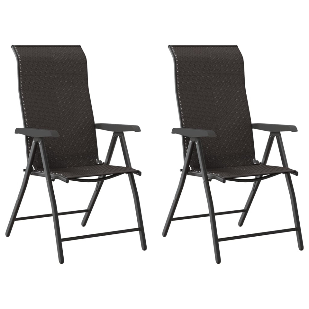 (black, 2 pcs) vidaXL Folding Garden Chairs Foldable Outdoor Chair Lounge Chair Poly Rattan