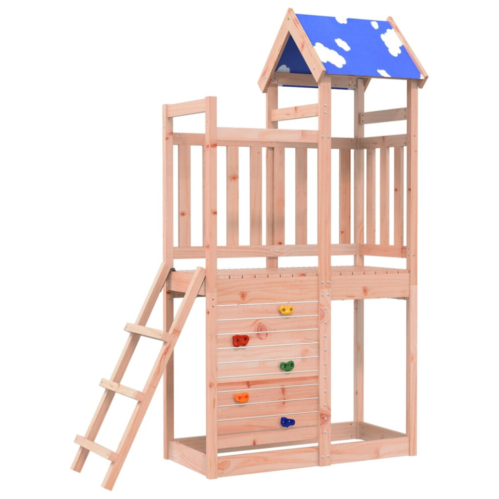 (solid douglas wood) vidaXL Play Tower with Rockwall Kids Playset Climbing Frame Solid Wood Pine