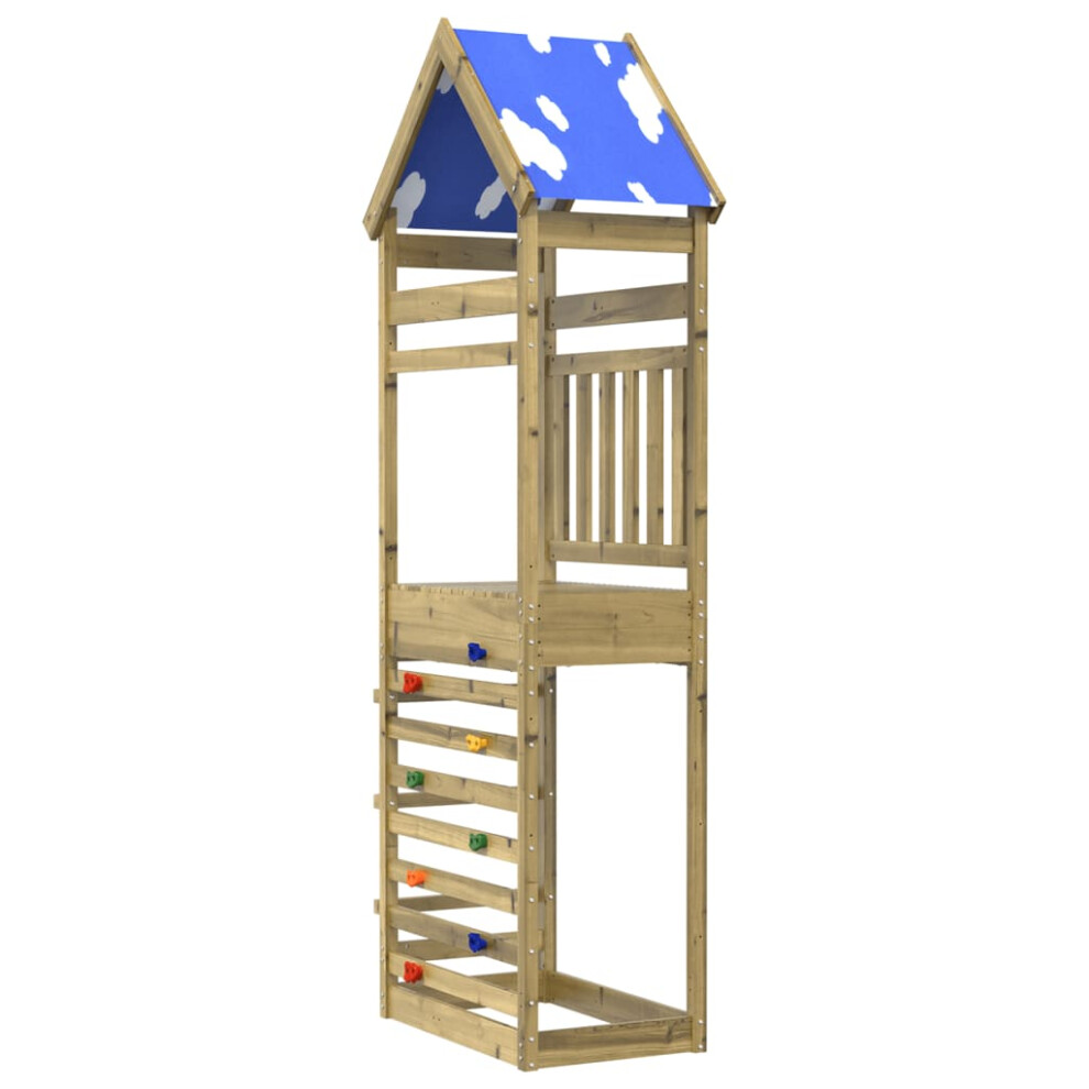 (solid impregnated wood) vidaXL Play Tower with Rockwall Playset Climbing Frame Impregnated Wood Pine