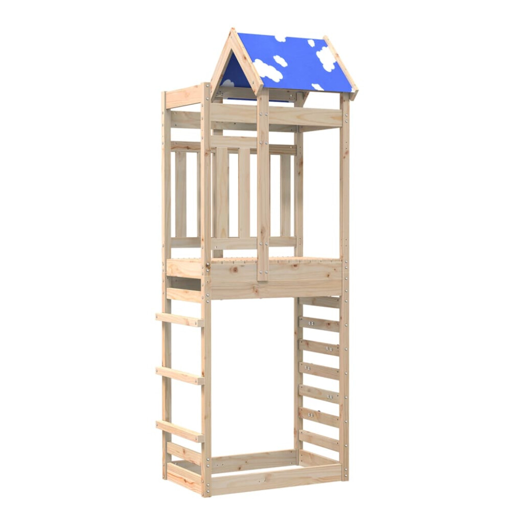 (solid pine wood) vidaXL Play Tower with Rockwall Kids Playset Climbing Frame Solid Wood Pine