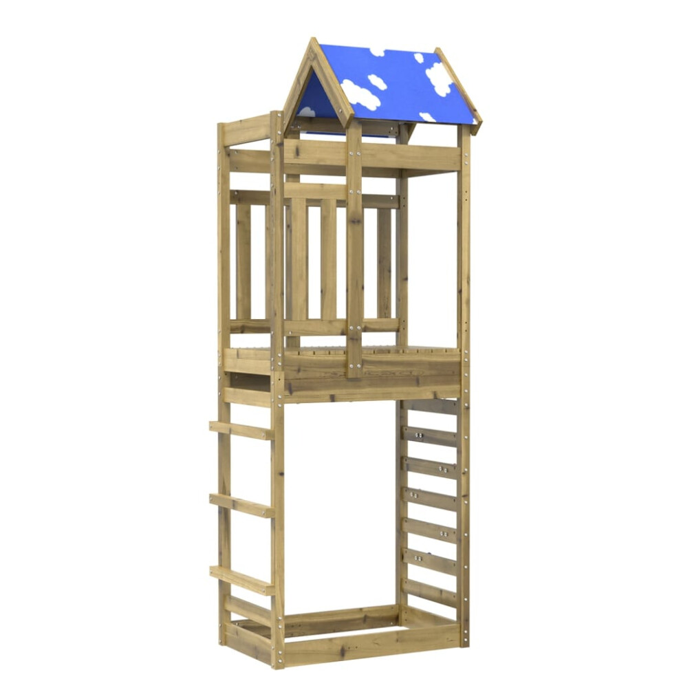 (solid impregnated wood) vidaXL Play Tower with Rockwall Kids Playset Climbing Frame Solid Wood Pine