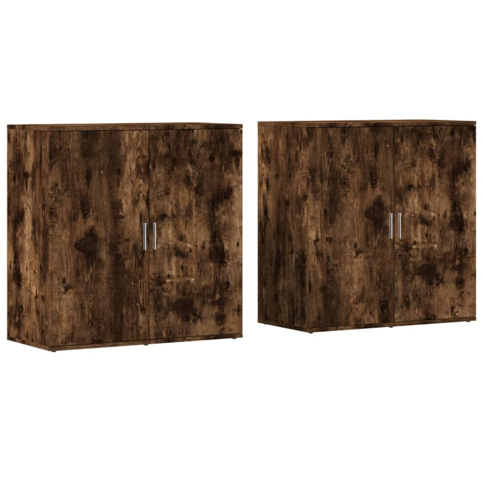 (smoked oak) vidaXL Sideboards Cupboard Cabinet Highboard 2 pcs Sonoma Oak Engineered Wood