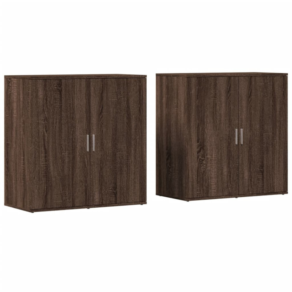 (brown oak) vidaXL Sideboards Cupboard Cabinet Highboard 2 Pcs Sonoma Oak Engineered Wood