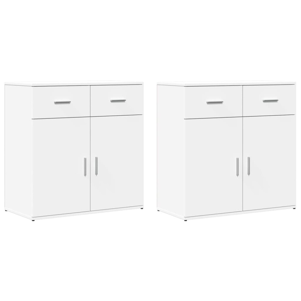 Vidaxl (White) Sideboards Cupboard Storage Cabinet 2 Pcs Concrete Grey Engineered Wood