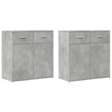 (concrete grey) vidaXL Sideboards Cupboard Storage Cabinet 2 pcs Concrete Grey Engineered Wood