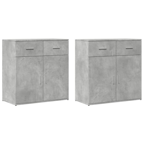 VidaXL (concrete grey) vidaXL Sideboards Cupboard Storage Cabinet 2 pcs Concrete Grey Engineered Wood