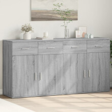 (grey sonoma) vidaXL Sideboards Cupboard Storage Cabinet 2 pcs Concrete Grey Engineered Wood