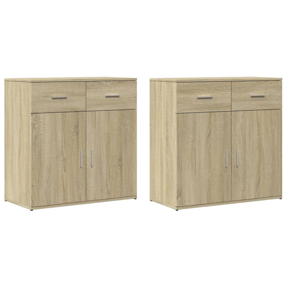 Vidaxl (Sonoma Oak) Sideboards Cupboard Storage Cabinet 2 Pcs Concrete Grey Engineered Wood