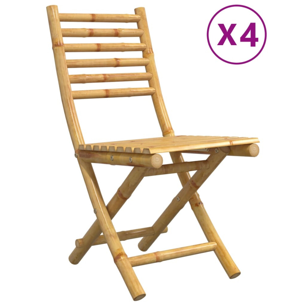 Vidaxl (4 Pcs) Folding Garden Chairs Foldable Outdoor Chair Patio Dining Chair Bamboo