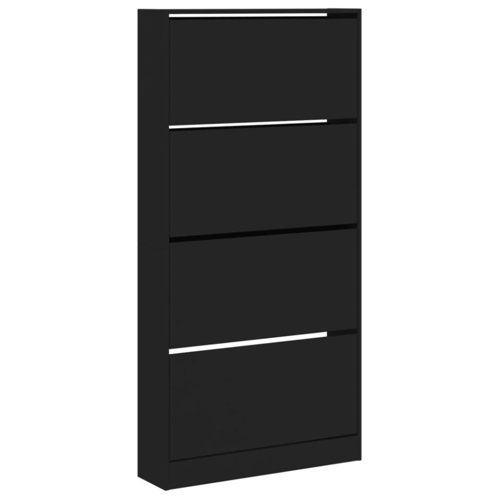 (black, 80 x 21 x 163.5 cm) vidaXL Shoe Cabinet with 4 Flip-Drawers Shoe Storage Shelf Shoe Rack Cupboard