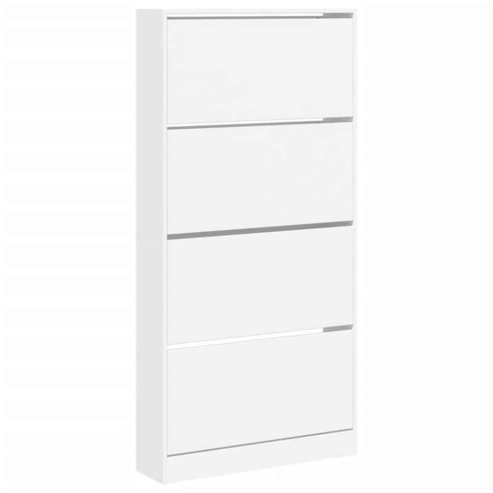 (white, 80 x 21 x 163.5 cm) vidaXL Shoe Cabinet with 4 Flip-Drawers Shoe Storage Shelf Shoe Rack Cupboard