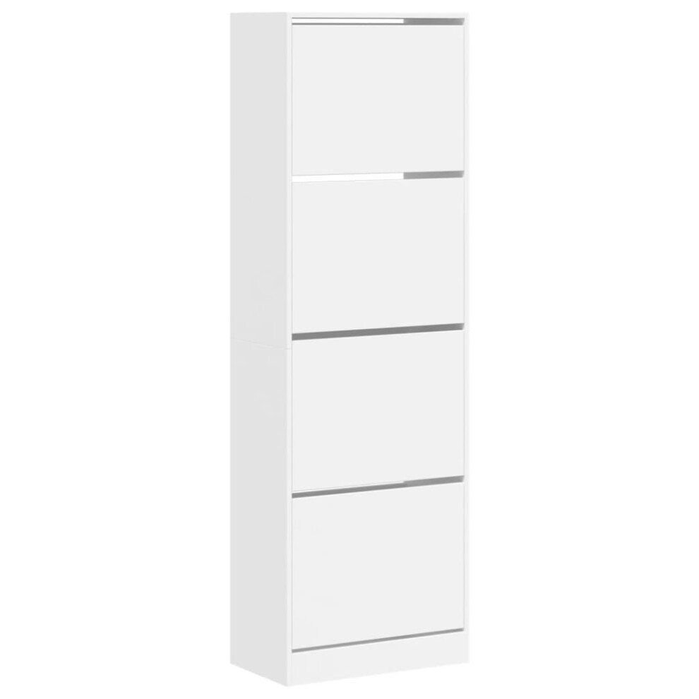 (white, 60 x 34 x 187.5 cm) vidaXL Shoe Cabinet with 4 Flip-Drawers Shoe Storage Shelf Shoe Rack Cupboard