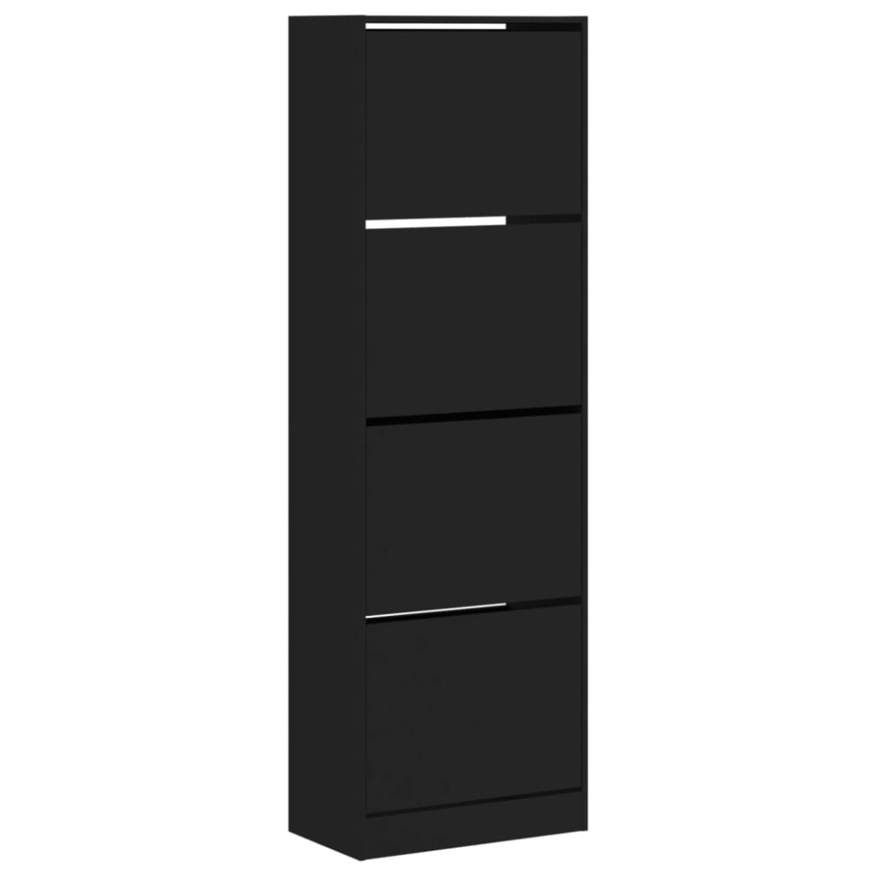 (black, 60 x 34 x 187.5 cm) vidaXL Shoe Cabinet with 4 Flip-Drawers Shoe Storage Shelf Shoe Rack Cupboard