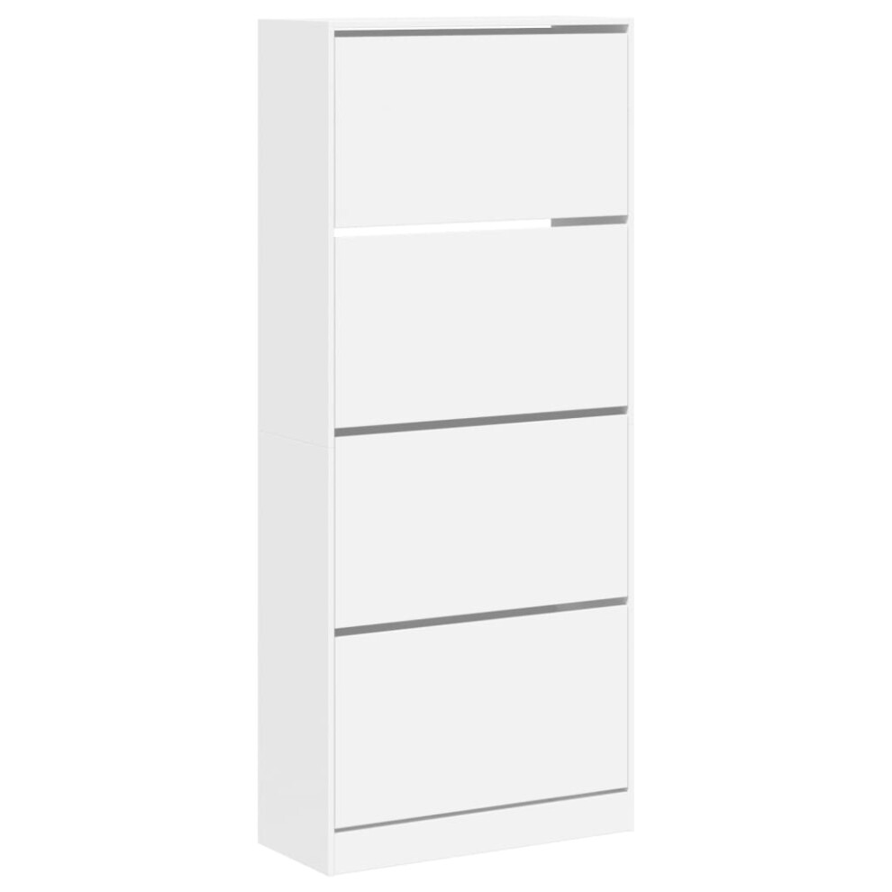 (white, 80 x 34 x 187.5 cm) vidaXL Shoe Cabinet with 4 Flip-Drawers Shoe Storage Shelf Shoe Rack Cupboard