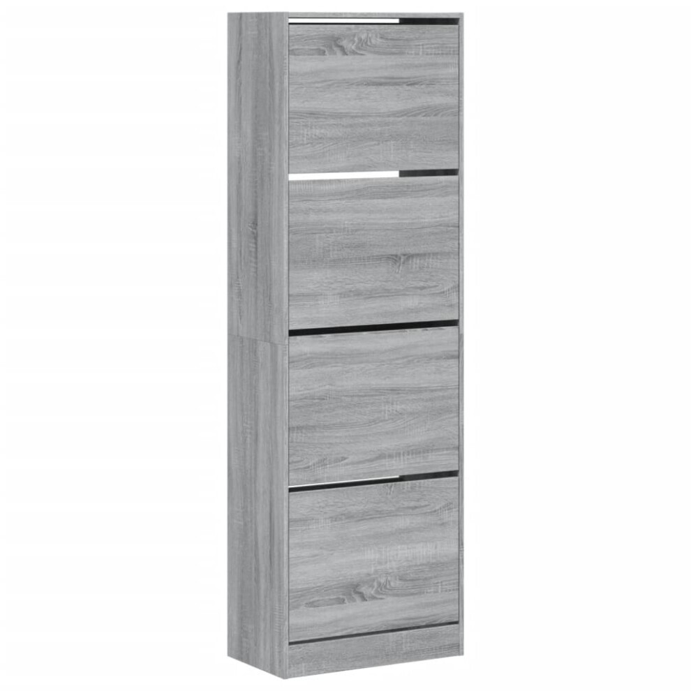 (grey sonoma, 60 x 34 x 187.5 cm) vidaXL Shoe Cabinet with 4 Flip-Drawers Shoe Storage Shelf Shoe Rack Cupboard