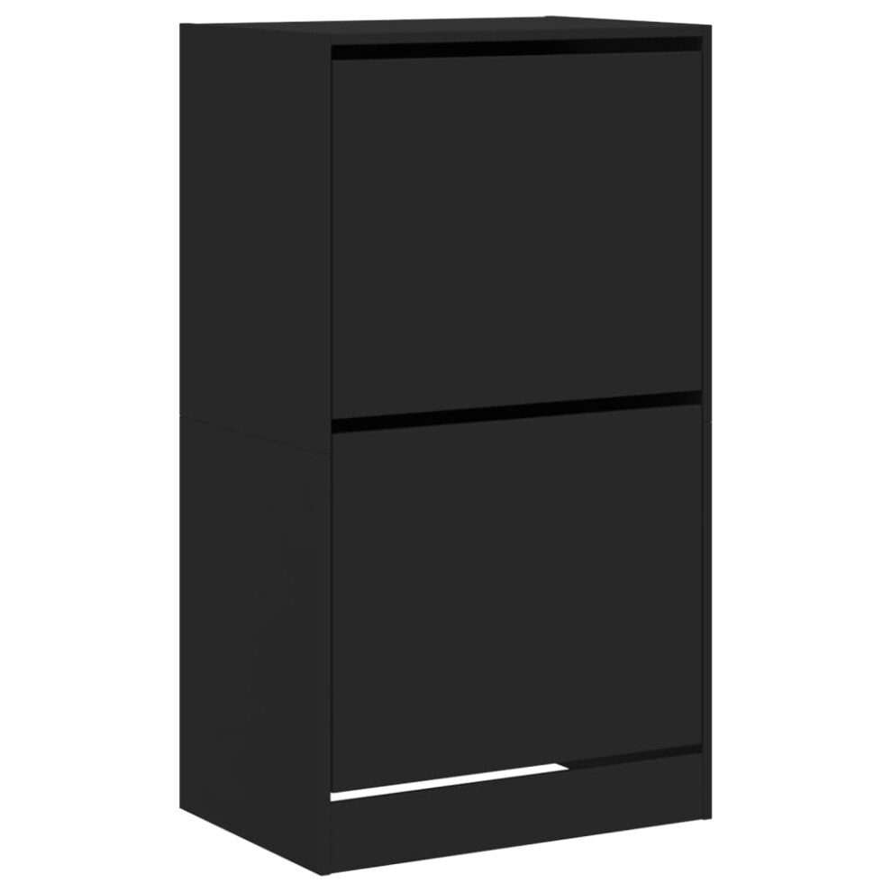 Vidaxl (Black, 60 X 42 X 108 Cm) Shoe Cabinet With 4 Flip-Drawers Shoe Storage Shelf Shoe Rack Cupboard