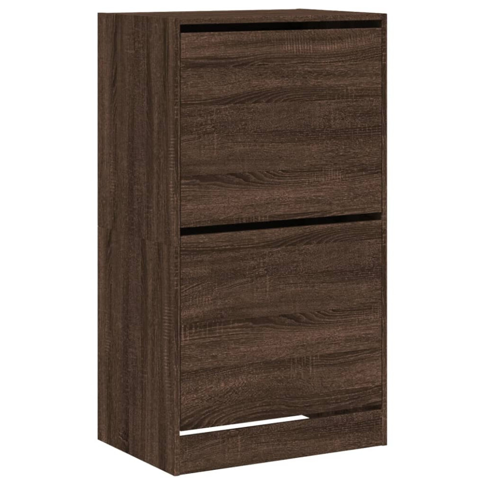 Vidaxl (Brown Oak, 60 X 42 X 108 Cm) Shoe Cabinet With 4 Flip-Drawers Shoe Storage Shelf Shoe Rack Cupboard