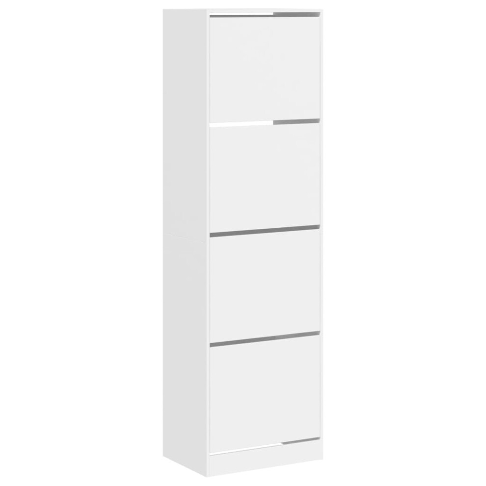 (white, 60 x 42 x 204 cm) vidaXL Shoe Cabinet with 4 Flip-Drawers Shoe Storage Shelf Shoe Rack Cupboard