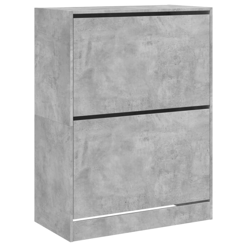 (concrete grey, 80 x 42 x 108 cm) vidaXL Shoe Cabinet with 4 Flip-Drawers Shoe Storage Shelf Shoe Rack Cupboard