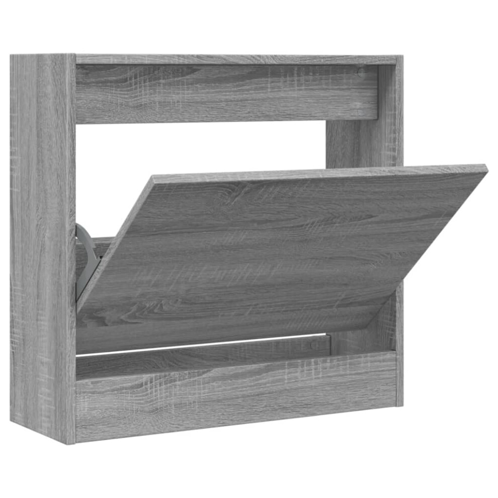 Vidaxl (Grey Sonoma, 60 X 21 X 57 Cm) Shoe Cabinet With 4 Flip-Drawers Shoe Storage Shelf Shoe Rack Cupboard