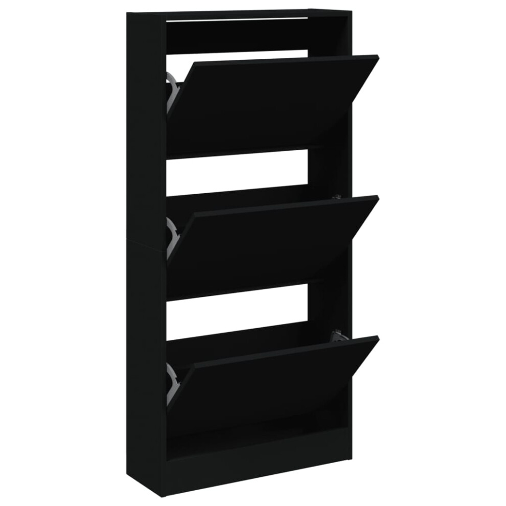 Vidaxl (, 60 X X 125.5 Cm) Shoe Cabinet With 4 Flip-Drawers Shoe Storage Shelf Shoe Rack Cupboard Black Size 21