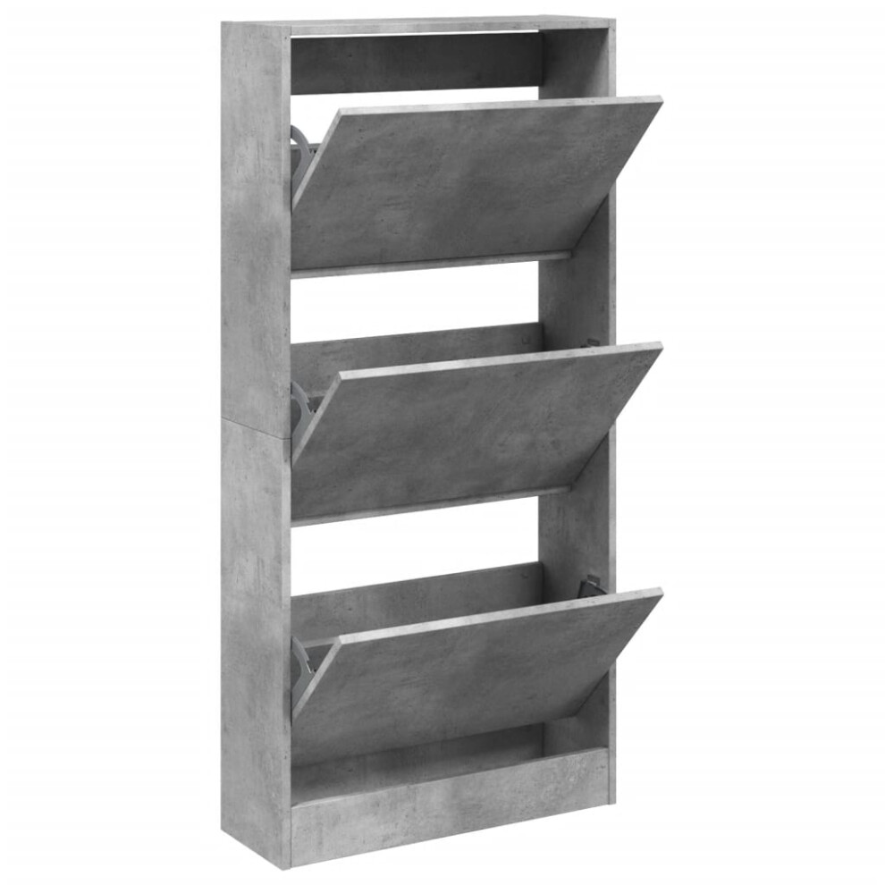 (concrete grey, 60 x 21 x 125.5 cm) vidaXL Shoe Cabinet with 4 Flip-Drawers Shoe Storage Shelf Shoe Rack Cupboard